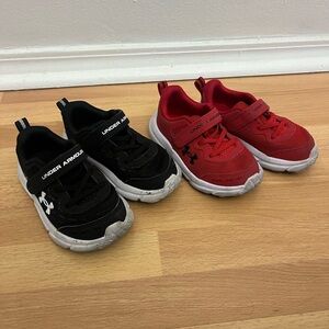 Under Armour Kids' Black and Red Sneakers